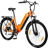 nakxus 26T1 Elektrofahrrad 26 Zoll E-Bike, 36V 18.2Ah Akku herausnehmbar, 250W Motor, LCD-Display, 7-Gang, Reichweite 90-130 km, 25 km/h, IPX5 wasserdicht f&uuml;r Erwachsene orange