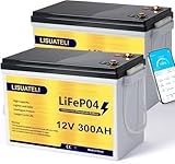 12V 300Ah LiFePO4 Lithium Batterie 2 Stück, Bluetooth 200A BMS, Max.3840Wh Energie, Max.15000 Tiefe Zyklen, Perfekter Ersatz Blei-Säure-Batterie für Wohnmobile, Caravans, Marine, Solarbatterien